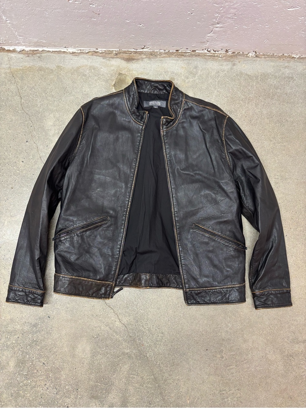 Kenneth Cole Reaction Black Leather Jacket